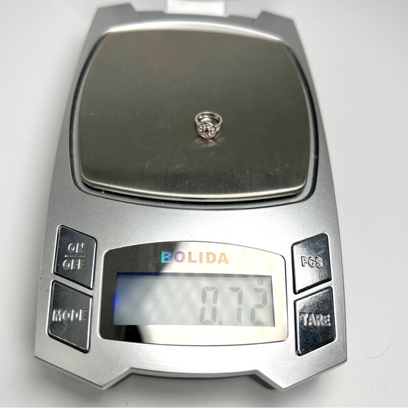 10K White Gold Pink Tourmaline Birthstone Ring Charm Pendant .72 grams - New - Picture 8 of 8